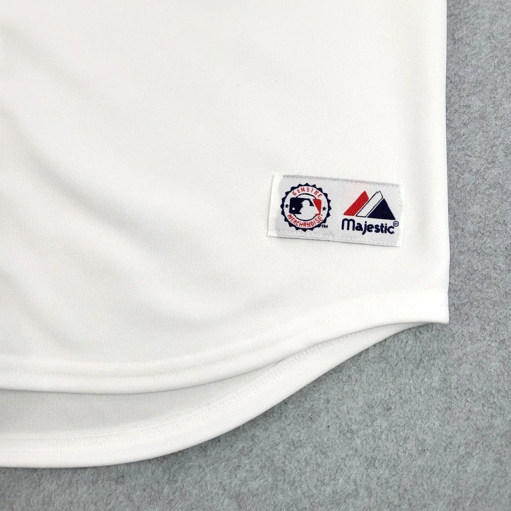 Majestic Cleveland Indians Baseball Jersey Youth XL White Button Front Y6401